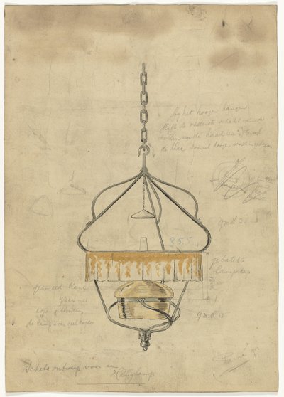Design pro závěsné svítidlo od Gust van de Wall Perné (signed by artist)