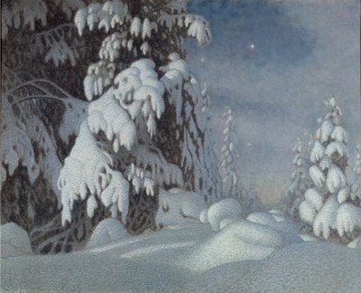 Zimní měsíční svit, 1895 od Gustaf Fjaestad