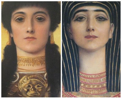 Starověké Řecko a starověký Egypt, detailní hlavy Athény a Isis od Gustav Klimt