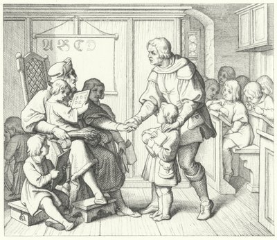 Martin Luther ve škole (rytina) od Gustav Ferdinand Leopold Konig