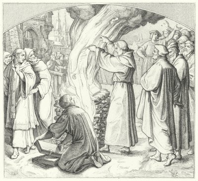 Martin Luther pálil papežskou bulu ve Wittenbergu, 1520 od Gustav Ferdinand Leopold Konig
