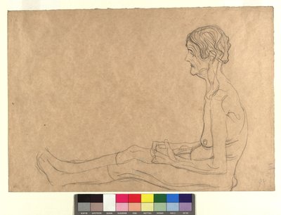 Studie aktu sedící staré ženy od Gustav Klimt