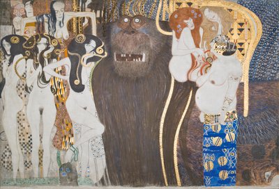 Beethovenův vlys: Nepřátelské síly - panel 1, přední stěna od Gustav Klimt