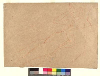In einem Armsessel lehnender weiblicher Akt im Profil od Gustav Klimt