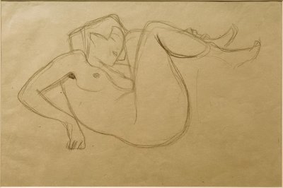 Nahá dívka krčící se s nataženými stehny (studie) od Gustav Klimt