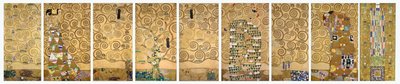 Devět pracovních nákresů realizace mozaikového vlysu pro jídelnu domu Stoclet v Bruselu od Gustav Klimt