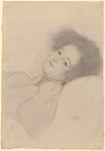 Portrét ležící mladé ženy od Gustav Klimt