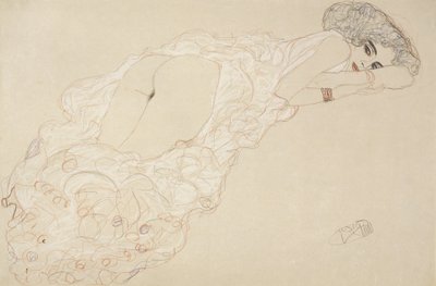Ležící akt ležící na břiše a čelem doprava, 1910 od Gustav Klimt