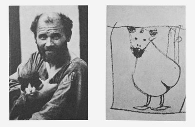 Autoportrét jako genitálie, asi 1915 (litografie) od Gustav Klimt