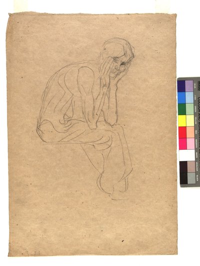 Sitzende Gestalt mit in die Hände gestütztem Kopf od Gustav Klimt