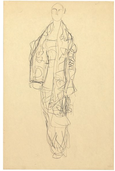 Stojící dáma s pláštěm, asi 1914-16 (tužka na papíře) od Gustav Klimt