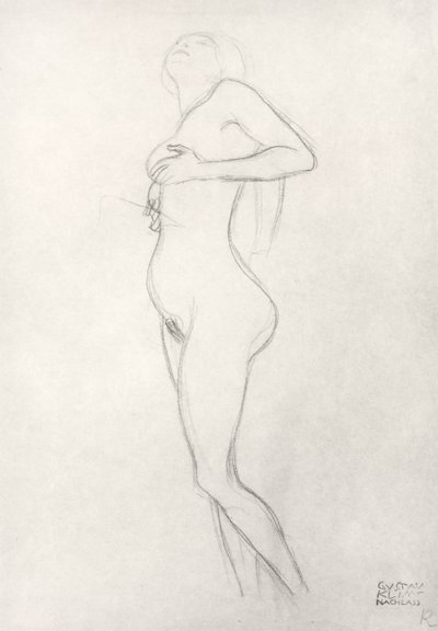Stojící Nahá Dívka Vzhlédl od Gustav Klimt