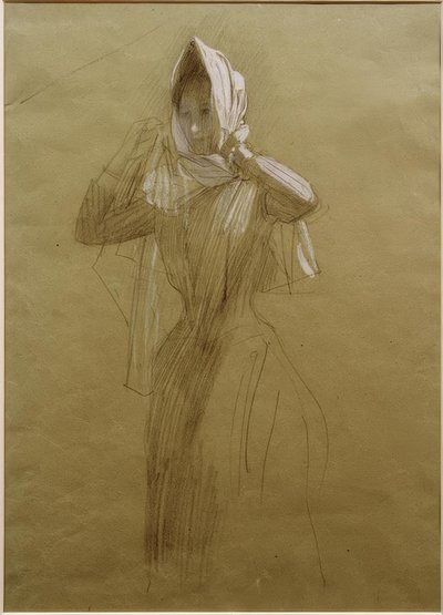 Stojící mladá žena, balící šátek od Gustav Klimt