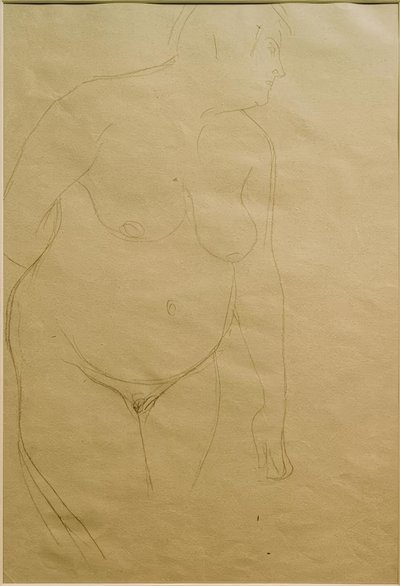 Stojící, tlustý ženský akt mírně vpravo (studie) od Gustav Klimt