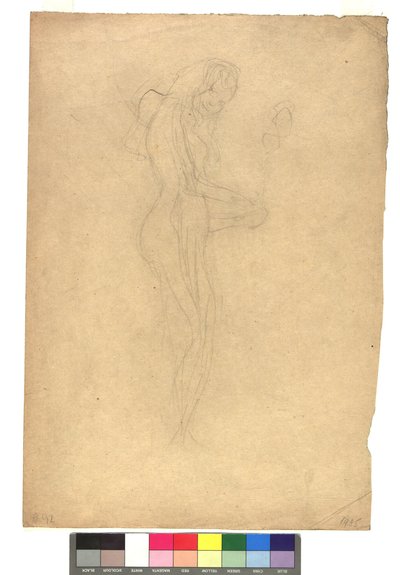 Stehender weiblicher Akt im Profil nach rechts od Gustav Klimt