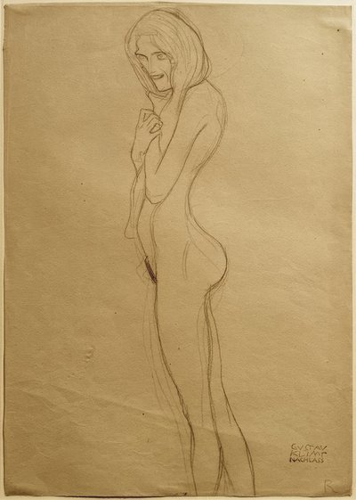 Studie pro levou gorgonu v Beethovenově vlysu od Gustav Klimt