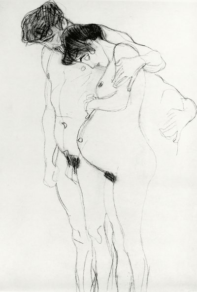 Studie k "Hoffnung I" (Naděje I) 1903-04 (křída na papíře) (čb fotografie) od Gustav Klimt