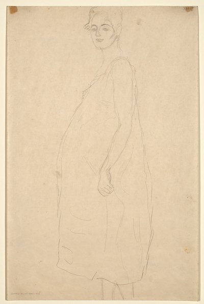 Studie oblečené těhotné ženy, asi 1915-16 (tužka na japonském papíře simili) od Gustav Klimt