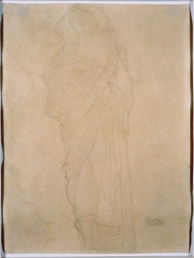 Studie ženy pro "Jurisprudenci", asi 1903 (grafit na papíře) od Gustav Klimt