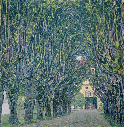 Cesta lemovaná stromy vedoucí k zámku v Kammeru, Horní Rakousko od Gustav Klimt