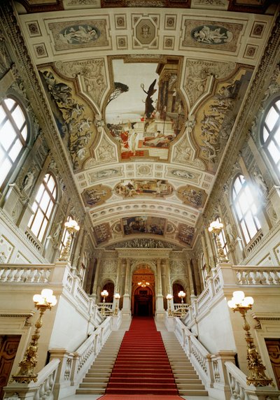 Vídeňské Burgtheater (Dvorní divadlo), schodiště (vlevo): Divadlo v Taormině (vlevo) od Gustav Klimt