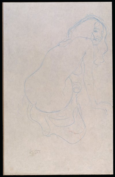 Žena nakloněná napravo s dlouhými vlasy, c.1910-11 od Gustav Klimt