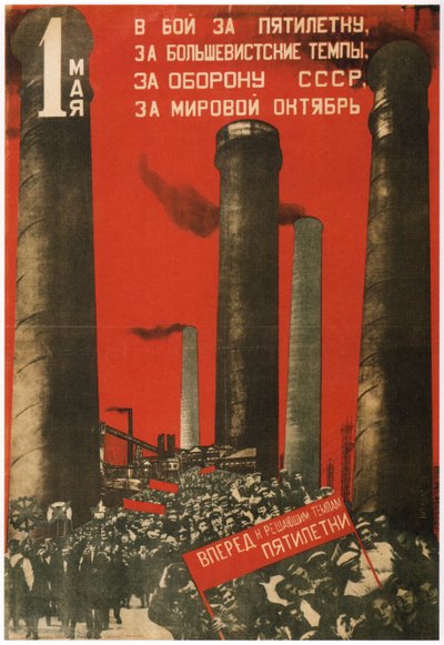 První máj. Připojte se k bitvě o pětiletý plán, 1931 od Gustav Klutsis