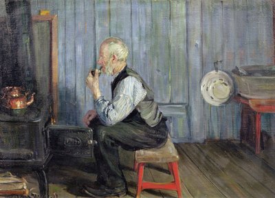 Muž v modré kuchyni (olej na plátně) od Gustav Wentzel