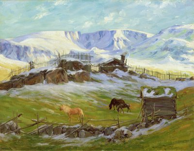 Ranní slunce nad horou, Vaga (olej na plátně) od Gustav Wentzel