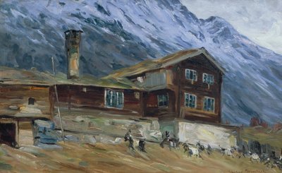 Horská farma ve sněhové krajině od Gustav Wentzel