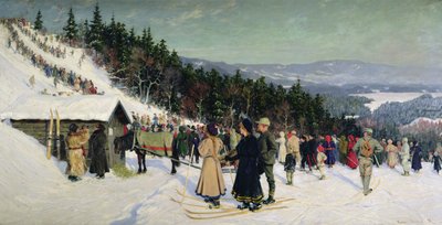 Lyžařské závody ve Fjelkenhillu od Gustav Wentzel