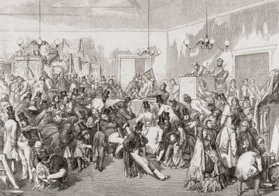 Probíhá aukce 19. století. od Gustave (after) Dore