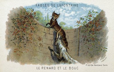 Bajky de la Fontaine: Liška a koza - podle Gustava Doré. od Gustave (after) Dore