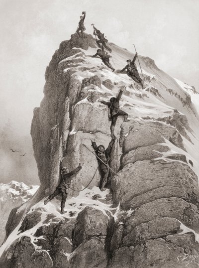 První výstup na Matterhorn (rytina) od Gustave (after) Dore