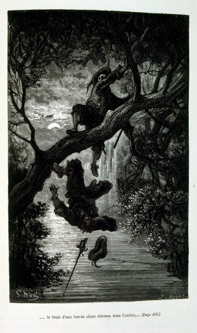 Ilustrace Gustave Dore pro „Le Capitaine Fracasse“ od Pierre Théophile Gautier (1811-1872), spisovatel, básník, malíř, umělecký kritik. Gautier byl obráncem romantismu, Gautierova práce je obtížné klasifikovat a zůstává referenčním bodem pro m od Gustave (after) Dore