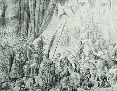 Dvůr krále Serendibu, c.1868 (rytina) od Gustave (after) Dore
