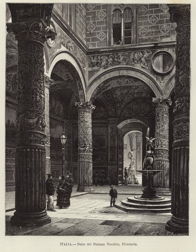 Itálie - nádvoří Palazzo Vecchio, Florencie od Gustave Bauernfeind