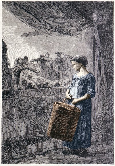 Cosette před hračkářstvím - v “”Les Miserables”” od Victora Huga, ill. od Brion, ed. Hetzel a Lacroix od Gustave Brion