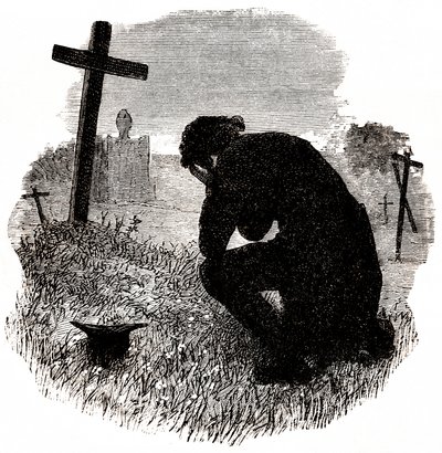 Truchlení (pro Bídníky Victora Huga) (rytina, konec 19. století) od Gustave Brion