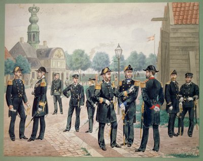 Důstojníci dánského námořnictva na Akademii. Akvarel od Gustava Brocka od Gustave Brock