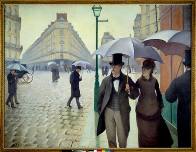 Katu Pariisissa sateisella säällä vuonna 1877 od Gustave Caillebotte