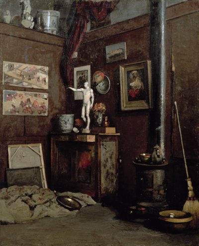 Interiér studia, cca 1872-74 (olej na plátně) od Gustave Caillebotte