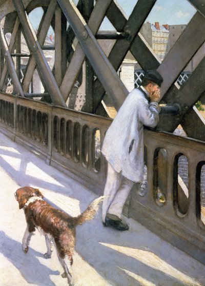 Le Pont de LEurope: detail odpočívajícího muže a psa, 1876 detail 50110 od Gustave Caillebotte