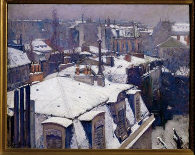 Sníh na střechách (malba na plátně) od Gustave Caillebotte