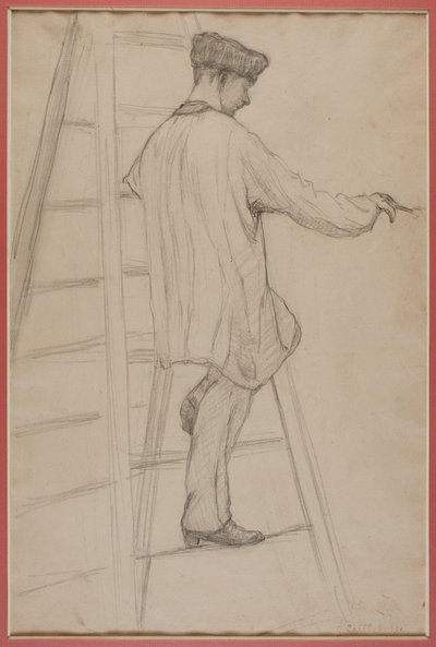 Studie pro malíře pokojů: Muž na žebříku od Gustave Caillebotte