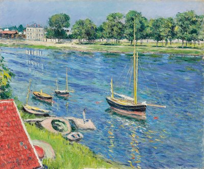 Seina u Argenteuil, Lodě u Anchor; Seina v Argenteuil, kotvící lodě, 1883 od Gustave Caillebotte