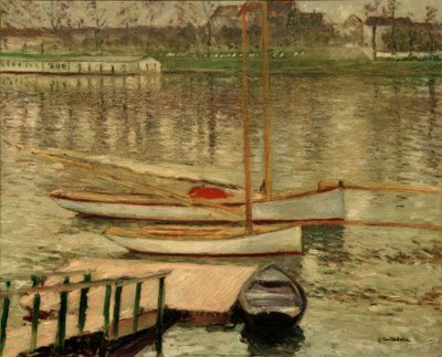 Plachetnice kotvící na Seině od Gustave Caillebotte