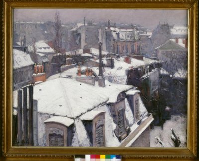 Pohled na střechy (efekt sněhu), říká Střechy pod sněhem od Gustave Caillebotte