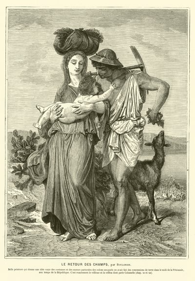 Starověcí římští rolníci vracející se domů po dni stráveném na polích (rytina) od Gustave Clarence Rodolphe Boulanger