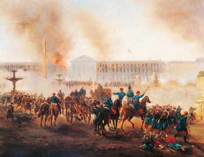 Bitva na Place de la Concorde v Paříži, během posledních dnů Komuny od Gustave Clarence Rodolphe Boulanger